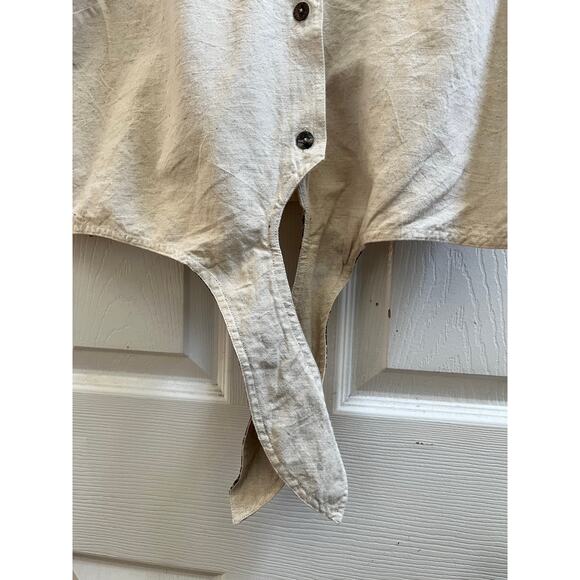 Cabin Creek Linen Blend Zebra Embroidered Button Front Waist Tie Top Large Y2K - Picture 8 of 12